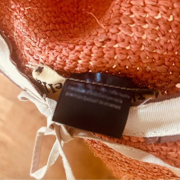 Flora Bella Adjustable Burnt Orange Floppy Straw Hat with Sea Shells/Starfish